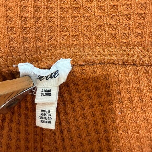 Aerie Hi Rise Waffle Knit Flared Pants Burnt Orange Women L Long Lounge Fall - Picture 6 of 8